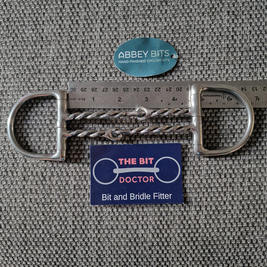 4.5" new abbey custom twisted wire w-mouth d-ring snaffle Bit B1570