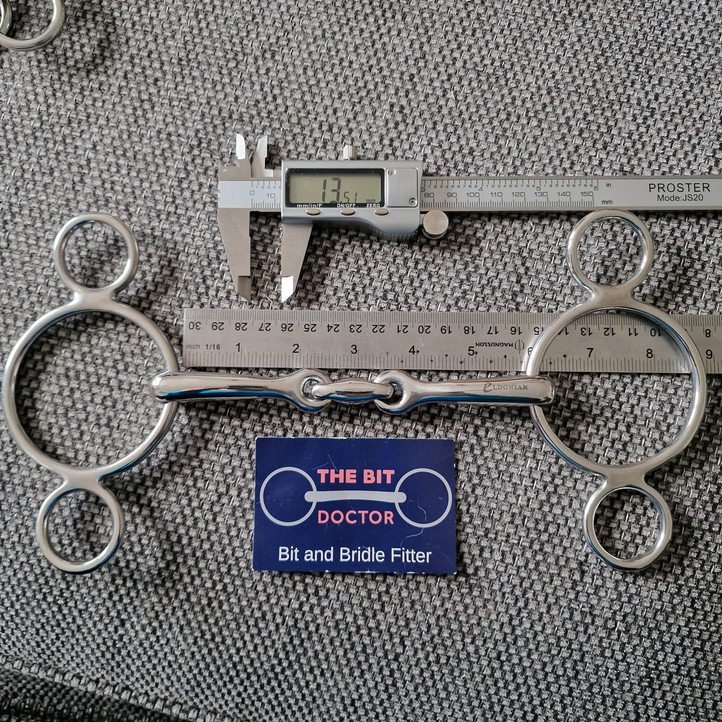 5.75" new Eldonian lozenge 2-ring universal gag bit B731