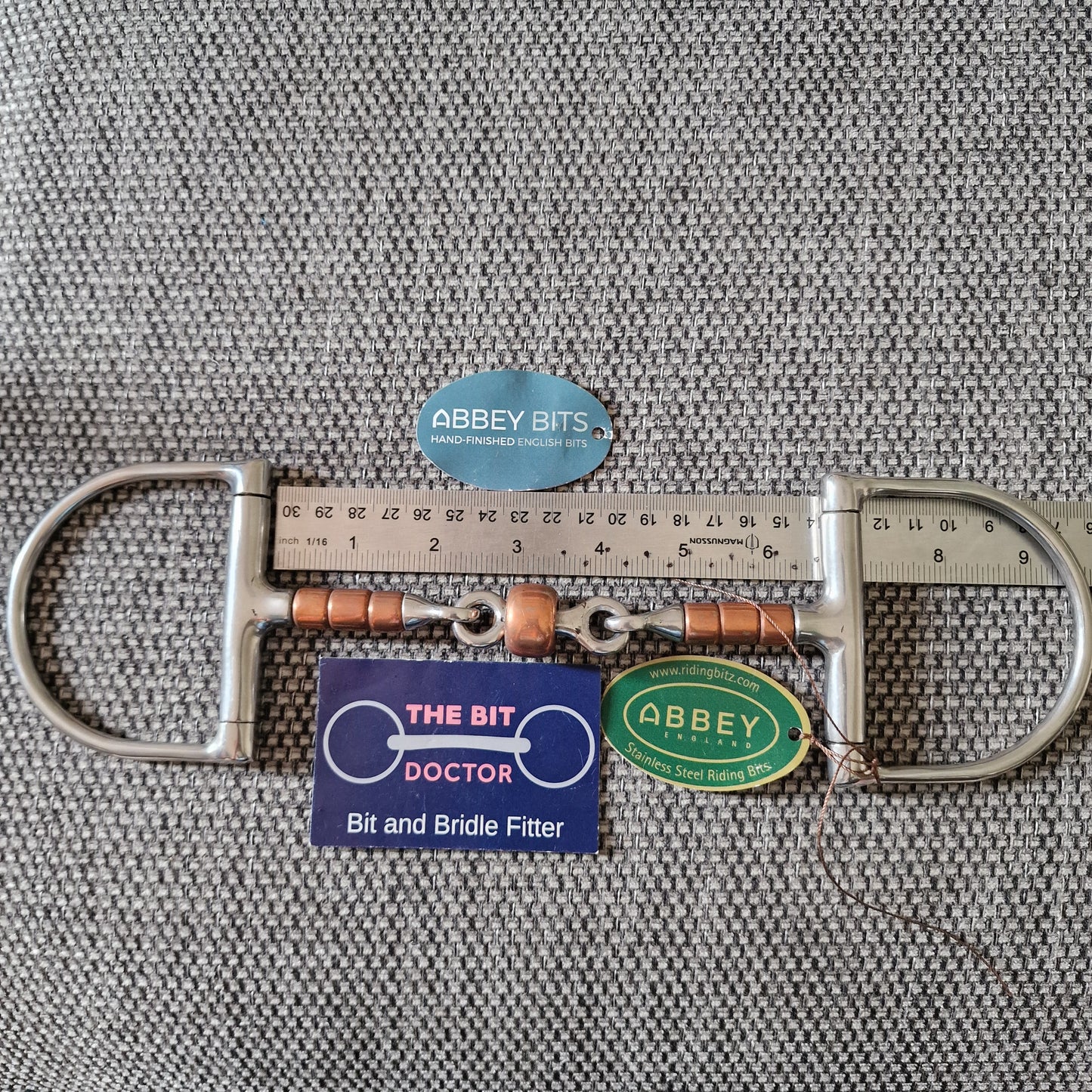 6.5" new abbey custom copper roller d-ring snaffle bit B904
