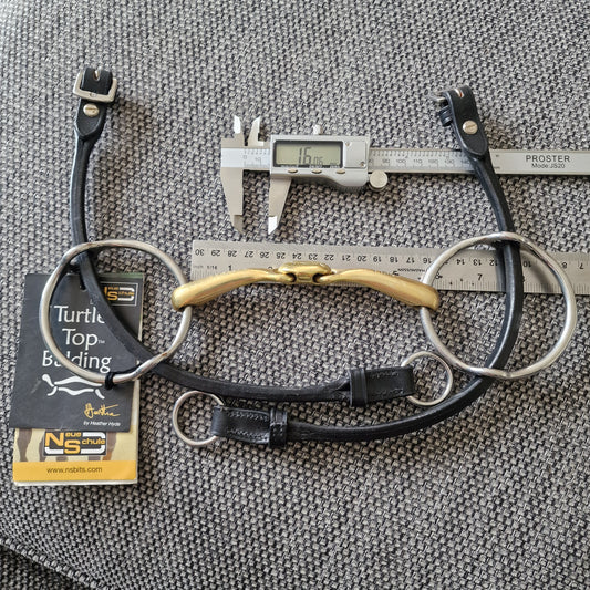 Medium 5 to 5.5" Neue Schule Turtle Top balding gag bit with NS leather cheeks B100