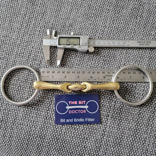 5.5" copper lozenge loose ring snaffle verbindend anatomical curve style Bit B1325