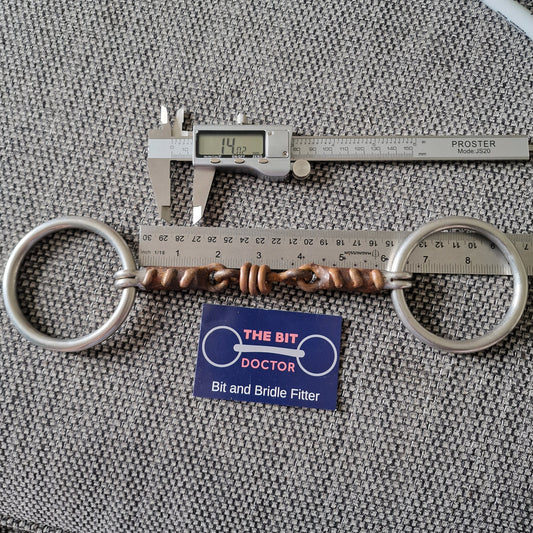 6" sweet iron copper roller tom thumb scrob loose ring snaffle Bit B1040