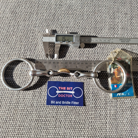 5.5" new Metalab Pessoa magic Locking copper Half moon ported loose ring snaffle bit B694