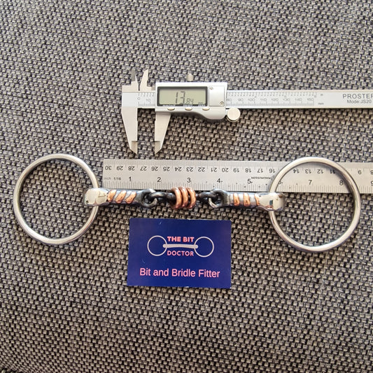 5.5" custom made tom thumb copper roller scrob loose ring snaffle bit B845