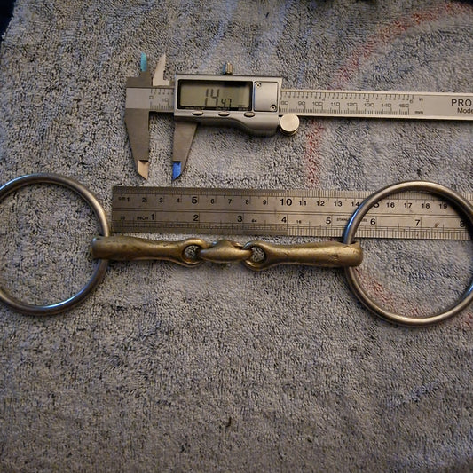 5.25" older Neue Schule tranz angle lozenge loose ring snaffle Bit B1435