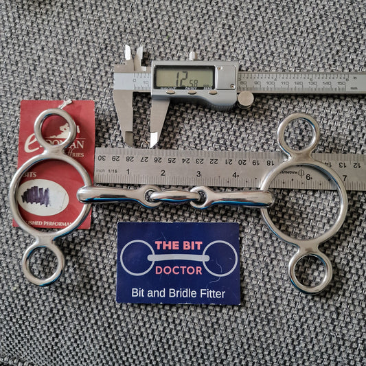 4.5" new Eldonian lozenge 2-ring universal gag bit B723