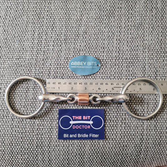 5.5" new abbey custom slow twisted copper roller loose ring snaffle bit B709