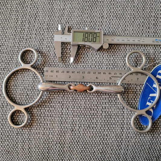 5.5" (stamped 5") copper lozenge 2-ring universal gag bit B838